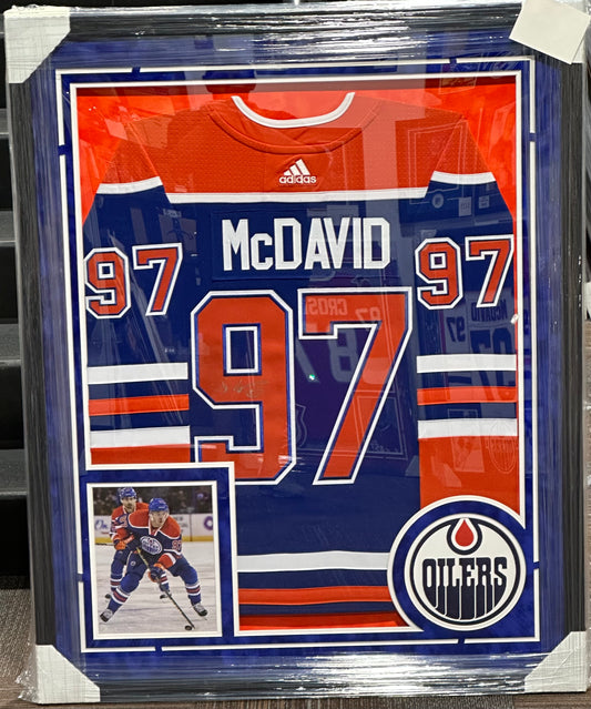 Connor McDavid signed framed  Edmonton Oilers Jersey JSA