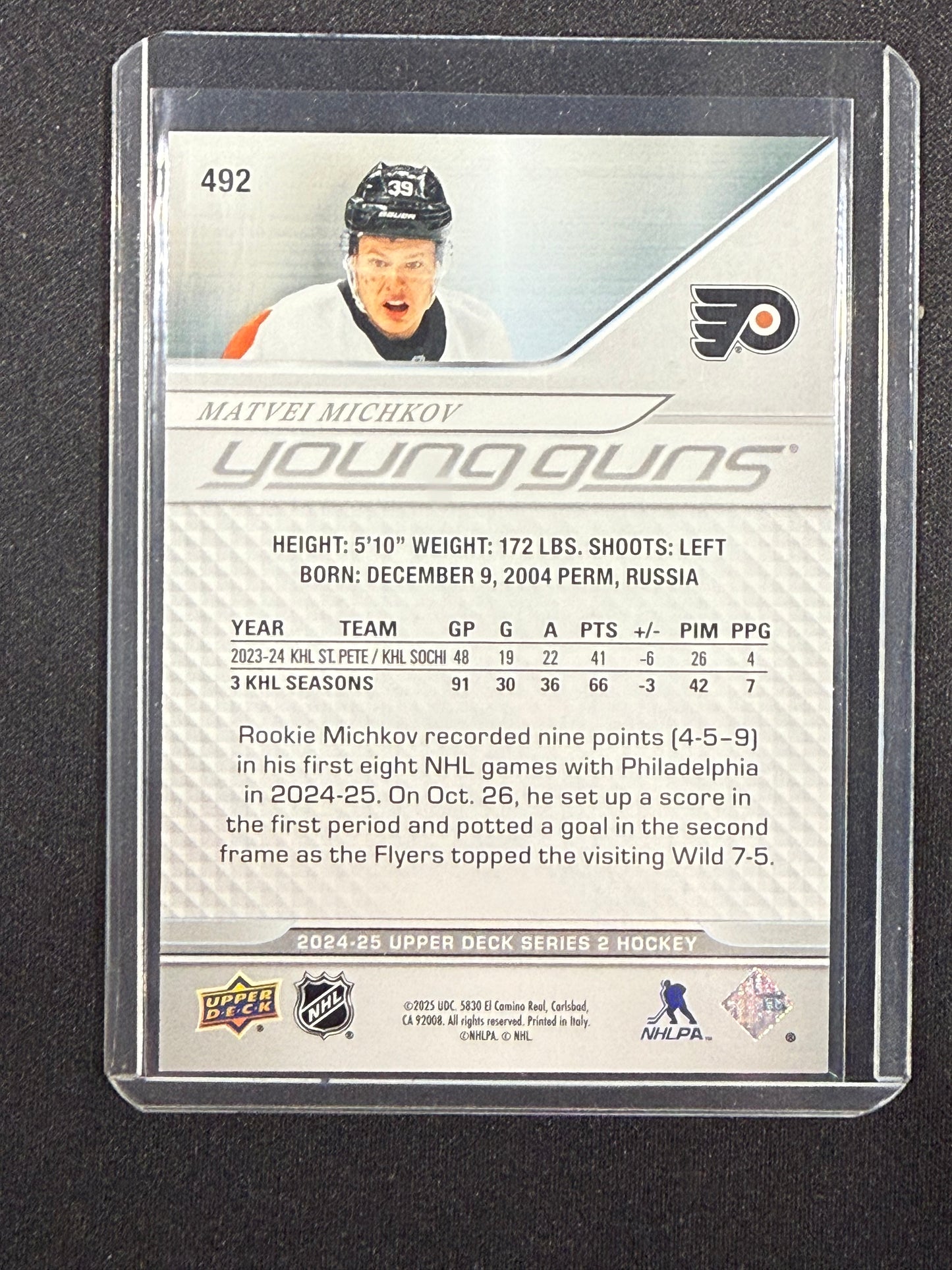 2024-25 Upper Deck Series 2 - Young Guns Matvei Michkov #492 (RC)