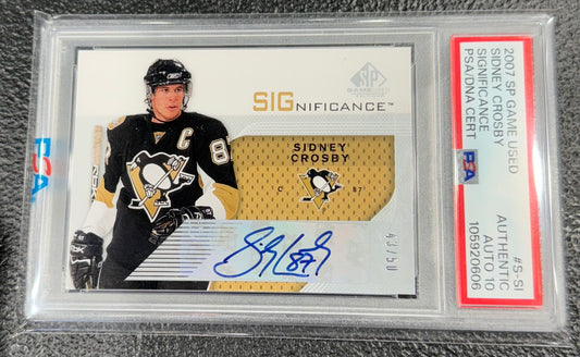 2007-08 SP AUTHENTIC #/50 Significance SIDNEY CROSBY Auto PSA Auto 10