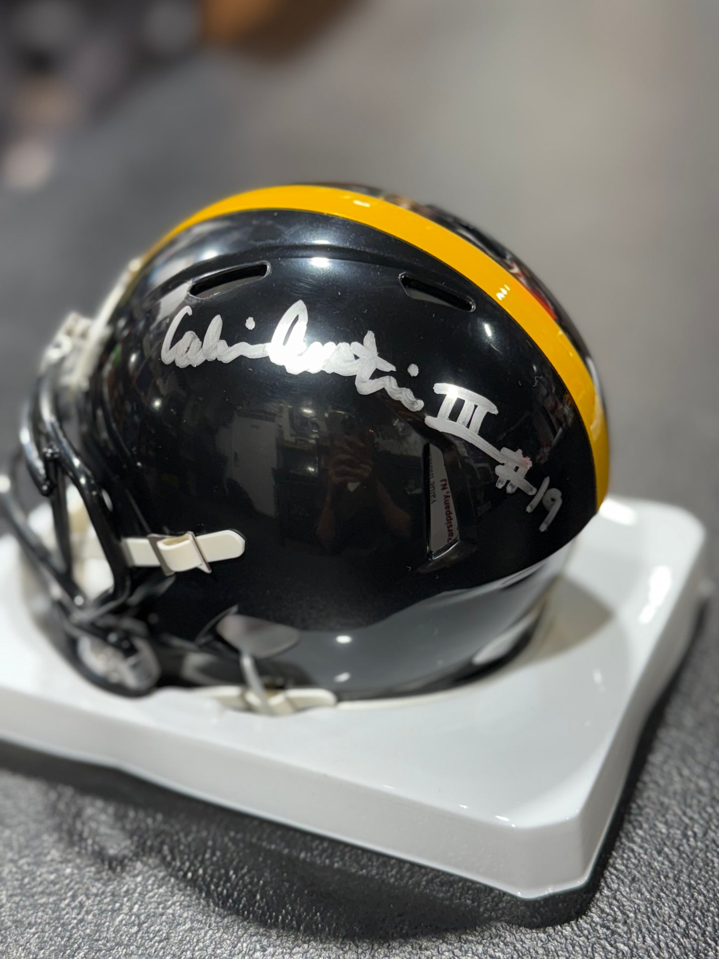 CALVIN AUSTIN III Pittsburgh Steelers SIGNED Mini HELMET JSA Long