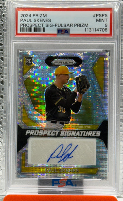 2024 Panini Prizm- Paul Skenes Prospect Signatures Auto Pulsar RC /199 Psa 9 Pittsburgh Pirates