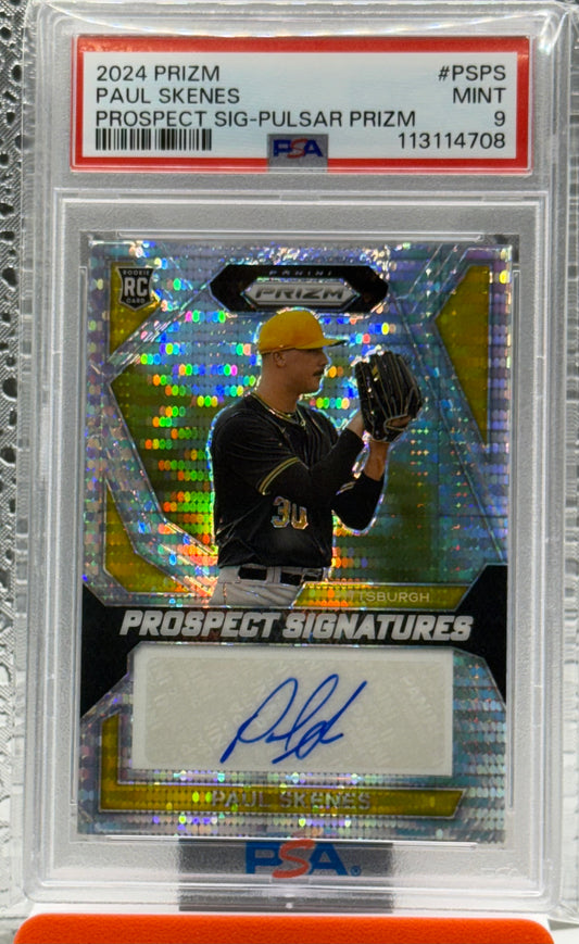 2024 Panini Prizm- Paul Skenes Prospect Signatures Auto Pulsar RC /199 Psa 9 Pittsburgh Pirates