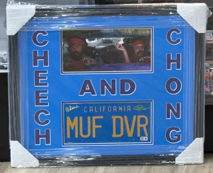 Cheech & Chong Signed Framed License Plate Up in Smoke Autograph Proof Beckett