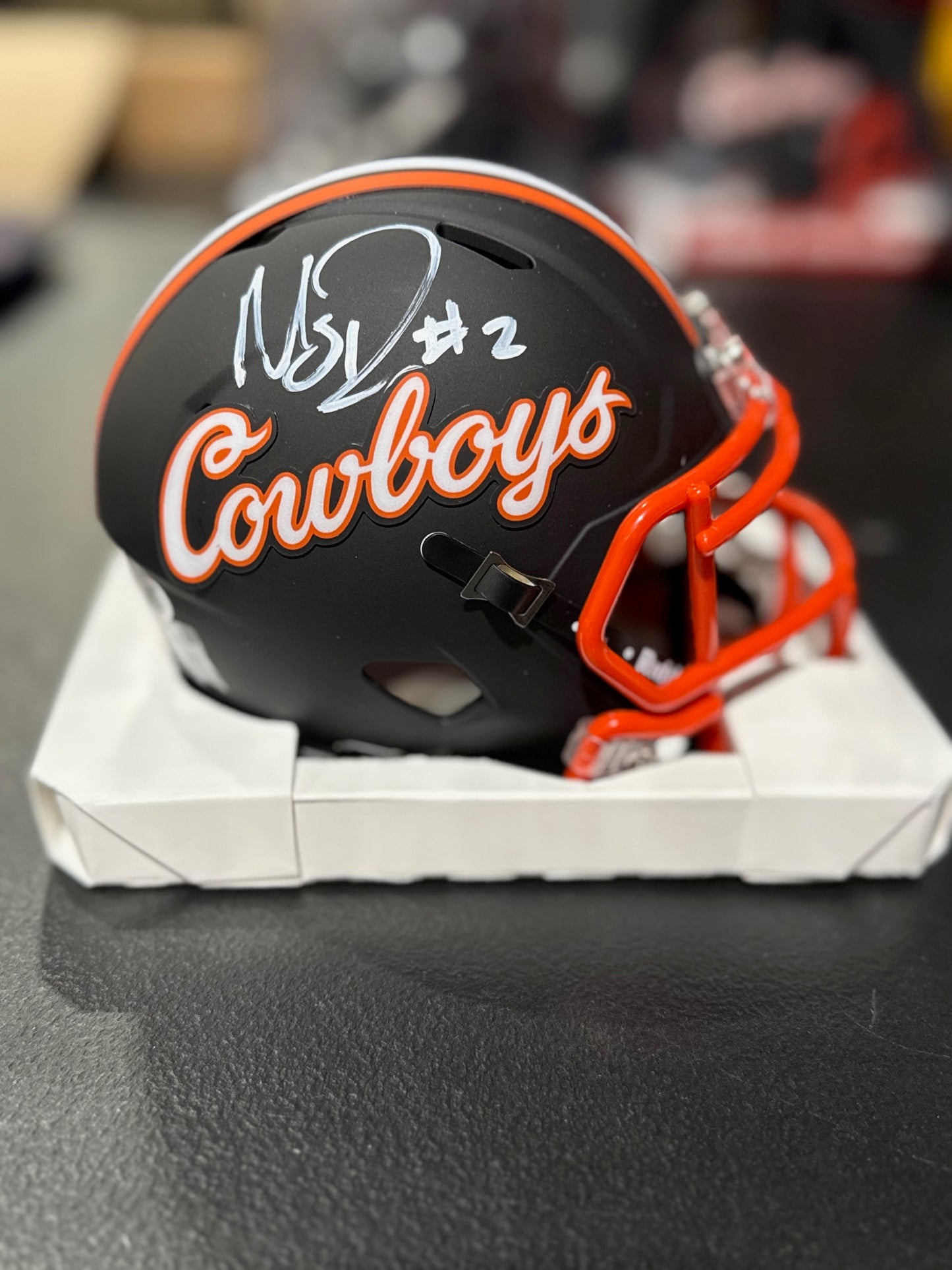 Mason Rudolph Oklahoma State Cowboys JSA COA Autographed Mini Helmet Black Cowboy