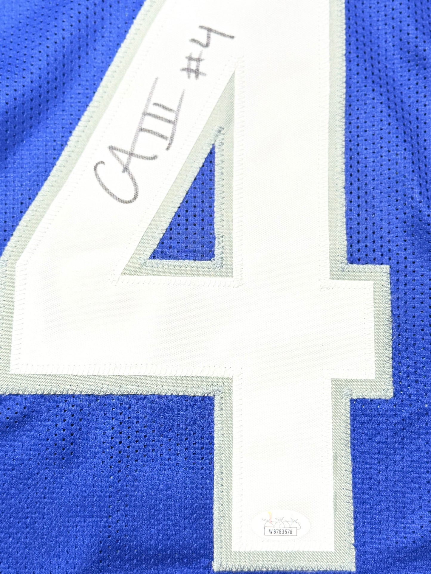 CALVIN AUSTIN III SIGNED AUTOGRAPHED MEMPHIS TIGERS #4 BLUE JERSEY JSA