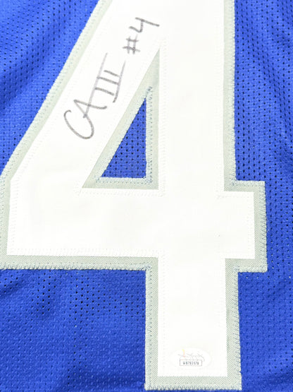 CALVIN AUSTIN III SIGNED AUTOGRAPHED MEMPHIS TIGERS #4 BLUE JERSEY JSA