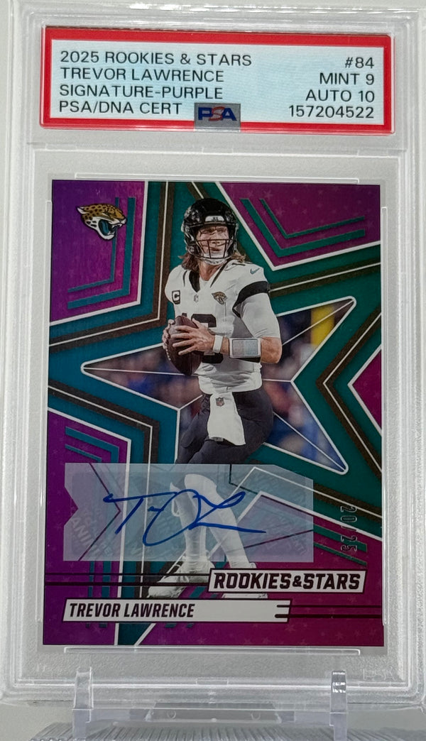 2025 Panini Rookies & Stars Trevor Lawrence Auto PuR Signatures 20/25 Psa 9/10