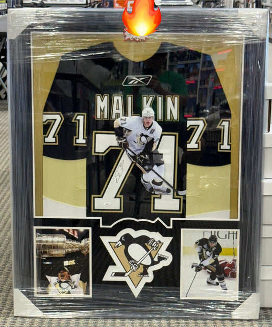 Evgeni Malkin - Pittsburgh Penguins-  Framed Jersey- JSA Cut Out