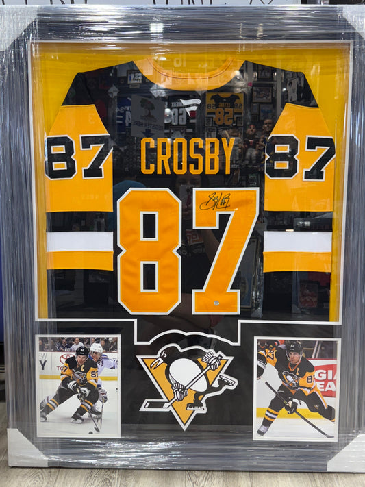 Sidney Crosby Auto Black Jersey Frameworth Pittsburgh Penguins 2 Photo Fanatics