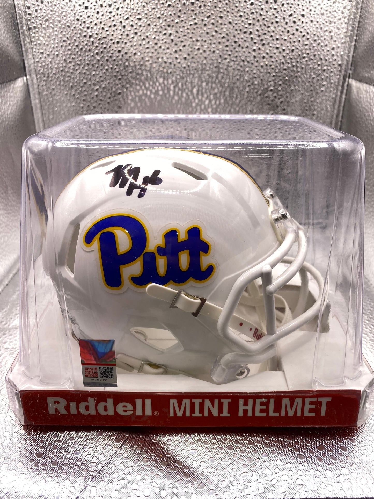 Mason Heintschel Signed Mini White Speed Pittsburgh Panthers Pitt Helmet JSA