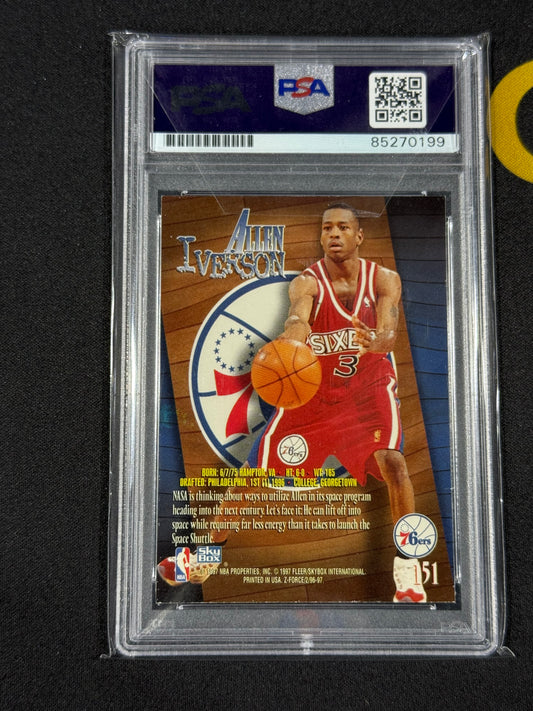 1996 Skybox Z Force #151 Allen Iverson Autograph RC Gem Mint PSA DNA 10 Auto