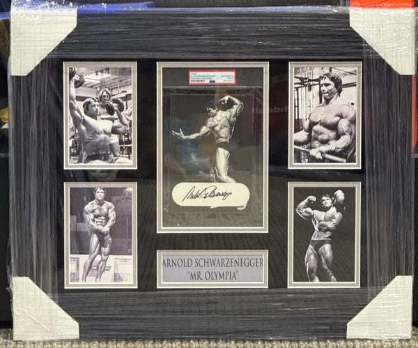 Arnold Schwarzenegger Signed Framed Mr Olympia Auto Psa Slabbed