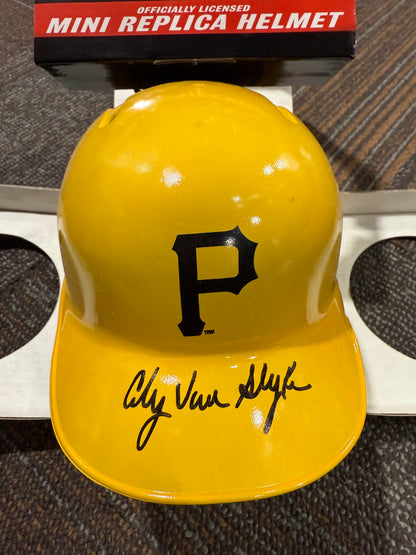Andy Van Slyke Hand Signed Yellow Mini Helmet Pittsburgh Pirates JSA