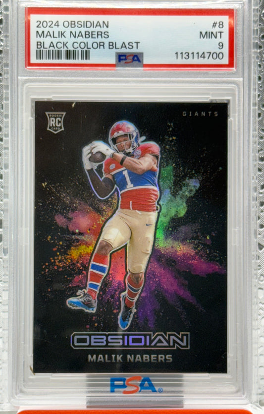 MALIK NABERS 2024 PANINI OBSIDIAN COLOR BLAST SP New York Giants PSA 9