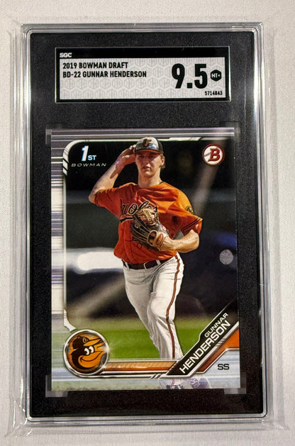 2019 Bowman Draft #BD22 Gunnar Henderson RC SGC 9.5 Baltimore Orioles