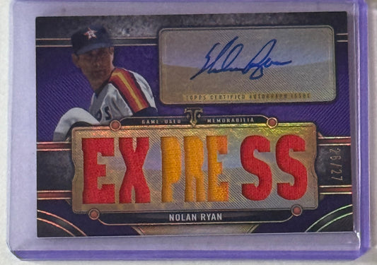 2024 Topps Triple Threads Nolan Ryan Game Used Relic Auto /27 Purple Foil Astros