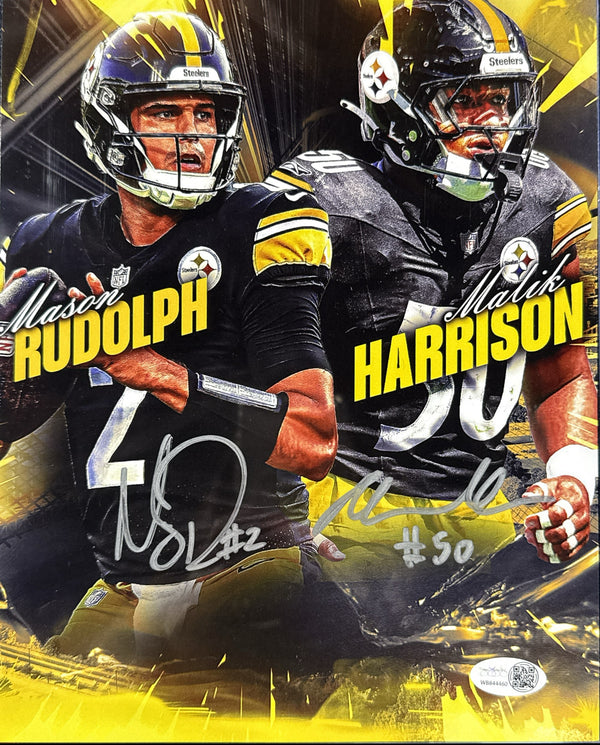 Mason Rudolph/Malik Harrison Signed 8x10 Photo Pittsburgh Steelers JSA