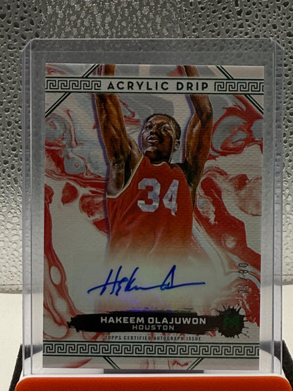 2023-24 Topps Motif Hakeem Olajuwon Green Acrylic Drip Auto /10 Houston Rockets