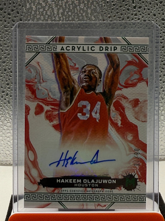 2023-24 Topps Motif Hakeem Olajuwon Green Acrylic Drip Auto /10 Houston Rockets