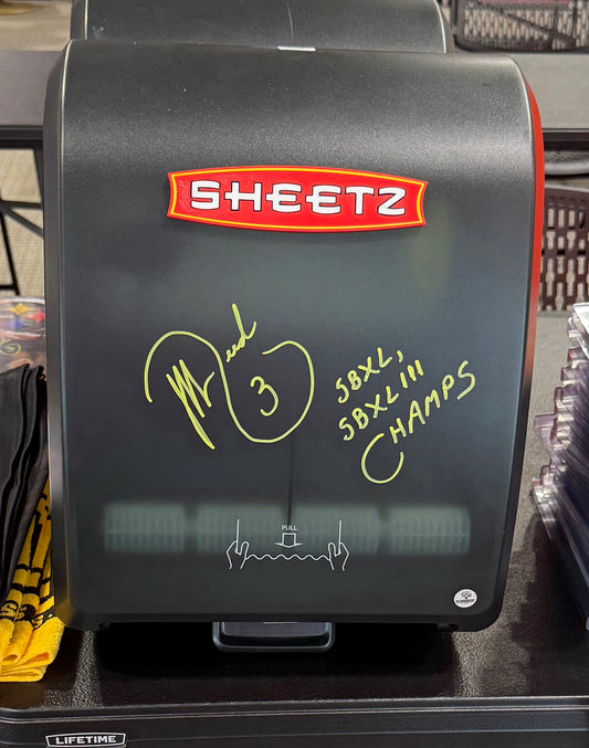 Pittsburgh Steelers Jeff Reed Signed Auto Sheetz Paper Towel Dispenser 2X Super Bowl Champs
