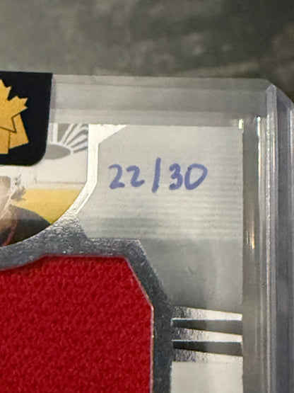 2021-22 Upper Deck Premier Mega Patch JACK HUGHES /30 CHEST LOGO