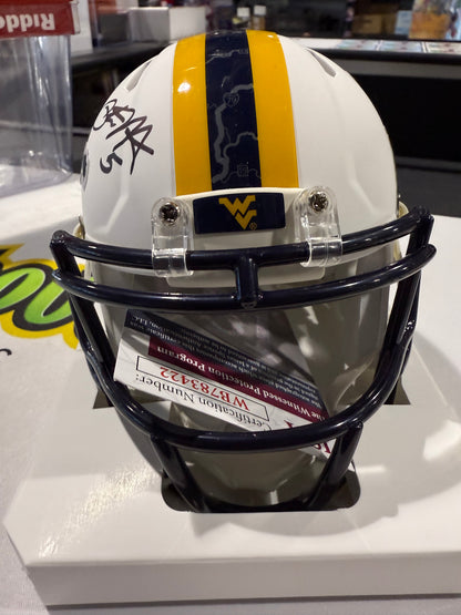 Pat White West Virginia Mountaineers Signed WVU Mini Helmet JSA White