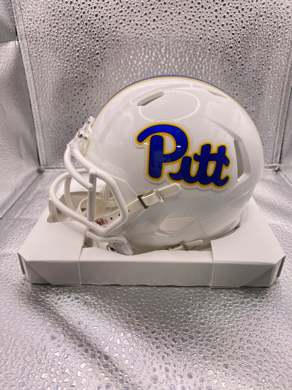 Mason Heintschel Signed Mini White Speed Pittsburgh Panthers Pitt Helmet JSA