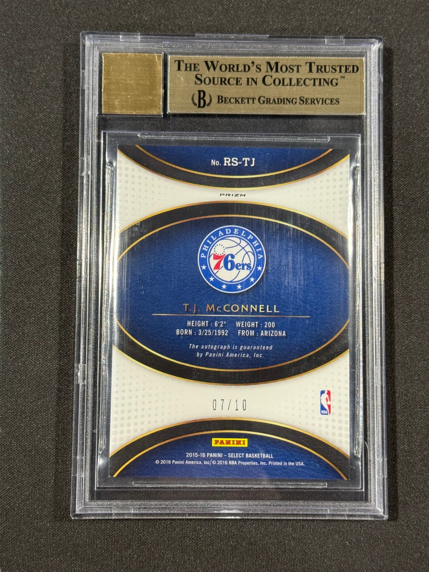 2015-16 Panini Select Rookie Signatures T.J. McConnell Auto /10 BGS 9.5 Philly
