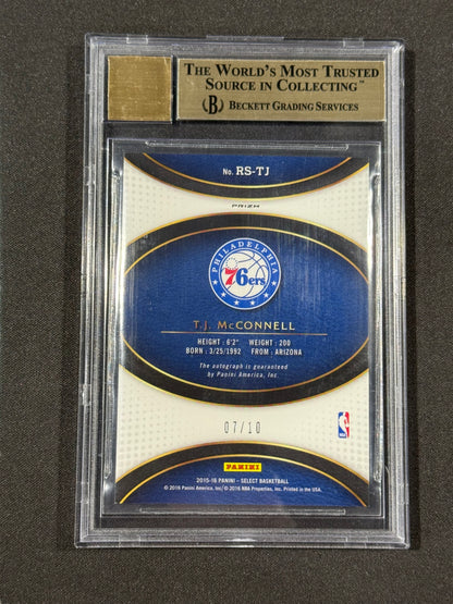 2015-16 Panini Select Rookie Signatures T.J. McConnell Auto /10 BGS 9.5 Philly