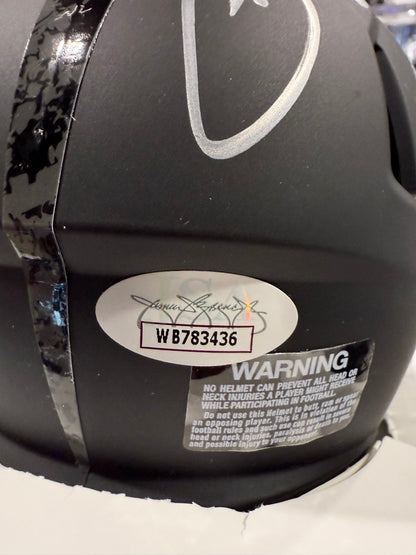 Pat White West Virginia Mountaineers Signed WVU Mini Helmet JSA Black