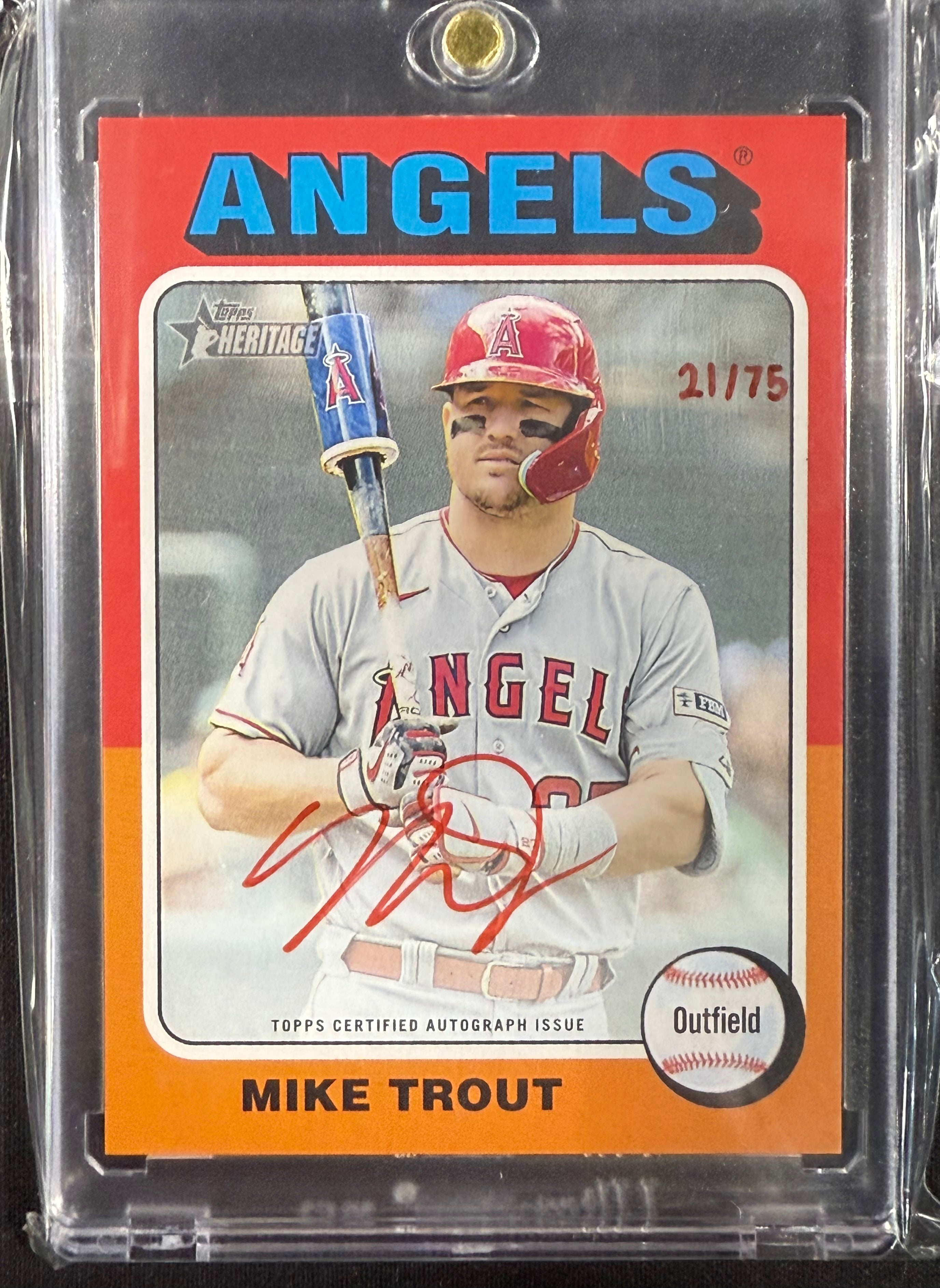 2024 Topps Heritage Mike Trout Red Ink Auto Autograph /75