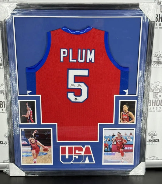 Kelsey Plum Signed Framed Custom USA Basketball Jersey Beckett