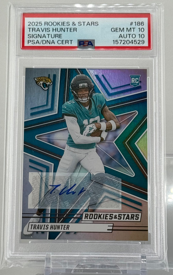 2025 Panini Rookies & Stars Travis Hunter Auto PSA 10/10 Jacksonville Jaguars RC