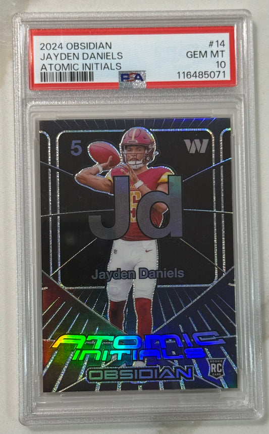 2024 Panini Obsidian Atomic Initials Jayden Daniels RC PSA 10 Washington