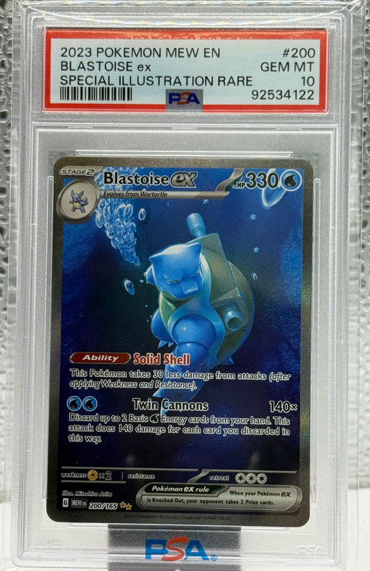Pokemon Blastoise ex 200/165 Mew-EN 151 Special Illustration GEM MINT PSA 10