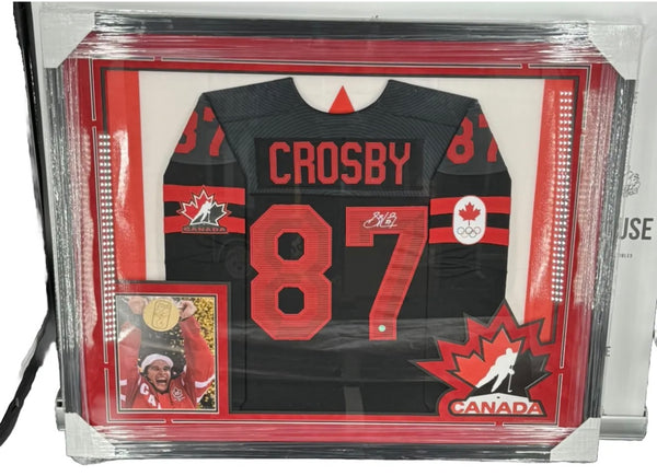 SIDNEY CROSBY PITTSBURGH PENGUINS CANADA SIGNED Black JERSEY FRAMED Frameworth