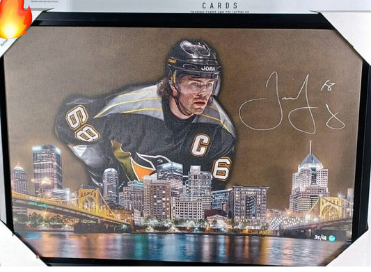 Jaromir Jagr Pittsburgh Penguins Signed Canvas 20x29 /68 Frameworth