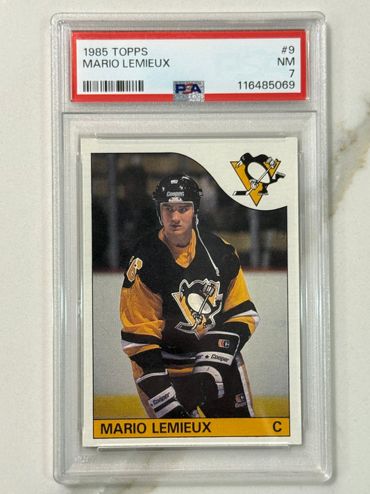 1985-86 Topps Mario Lemieux #9 (RC) - PSA 7 Pittsburgh Penguins