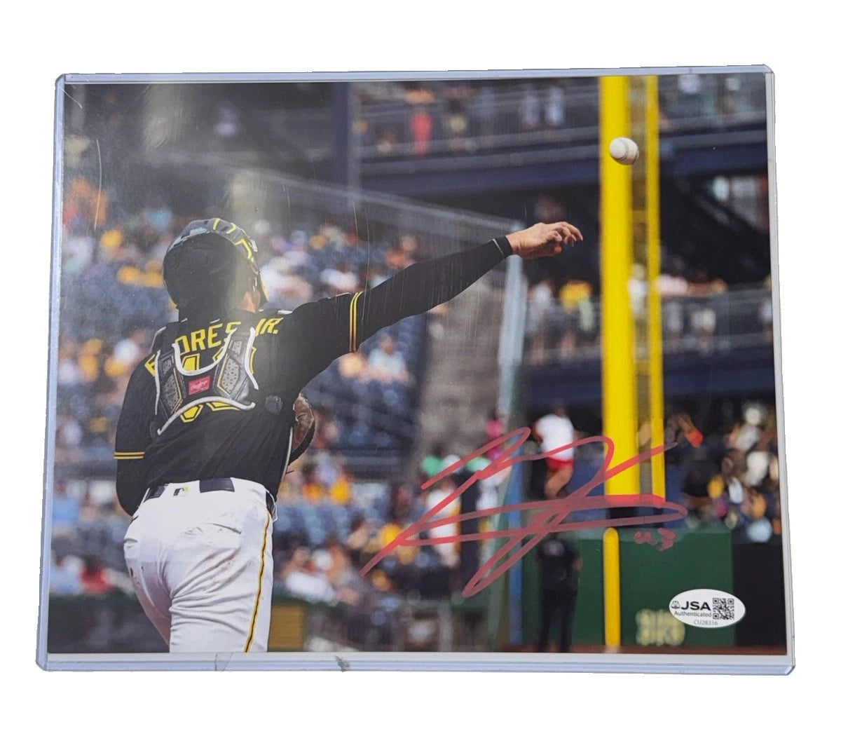 Rafael Flores Jr. Signed 8x10 Throwing Photo Pittsburgh Pirates JSA