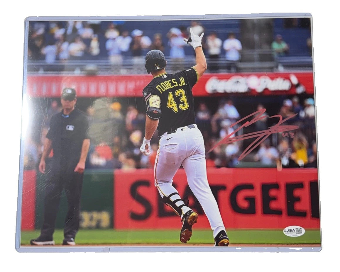 Rafael Flores Jr. Signed 11x14 Rounding Bases Photo Pittsburgh Pirates JSA