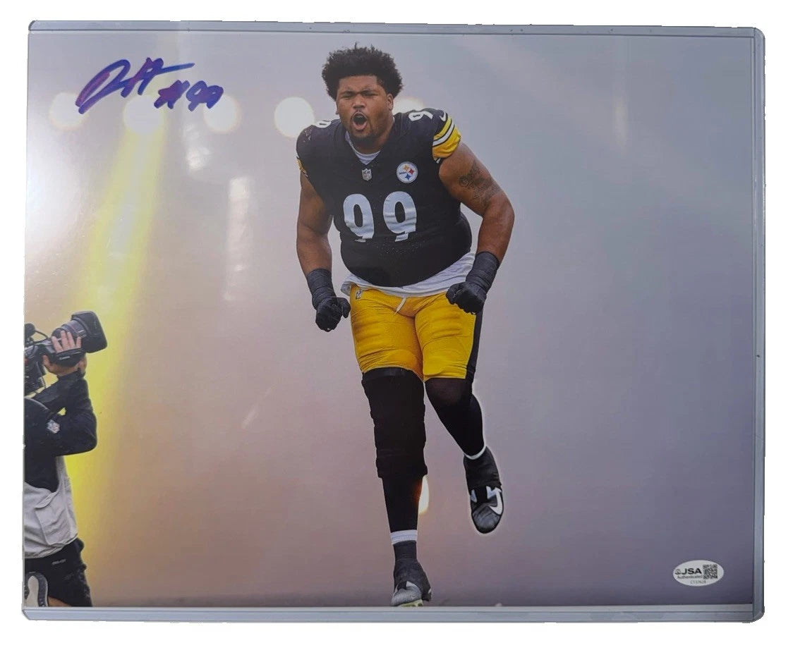 Derrick Harmon Signed 11x14 Pittsburgh Steelers Running Out Photo JSA
