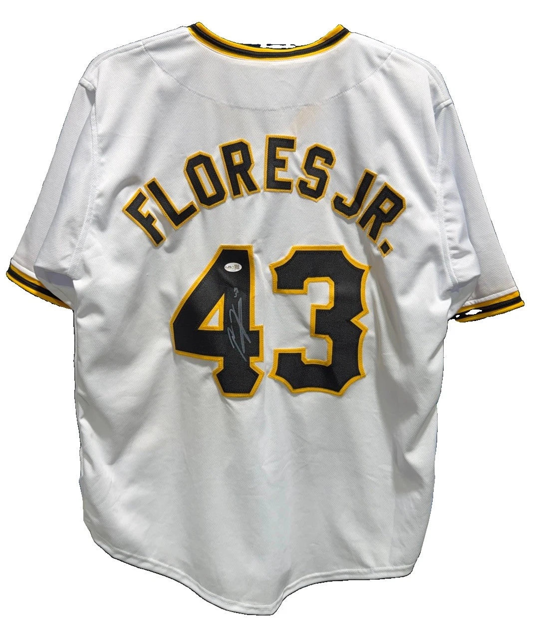 Rafael Flores Jr Signed Custom White Jersey Pittsburgh Pirates JSA Size L