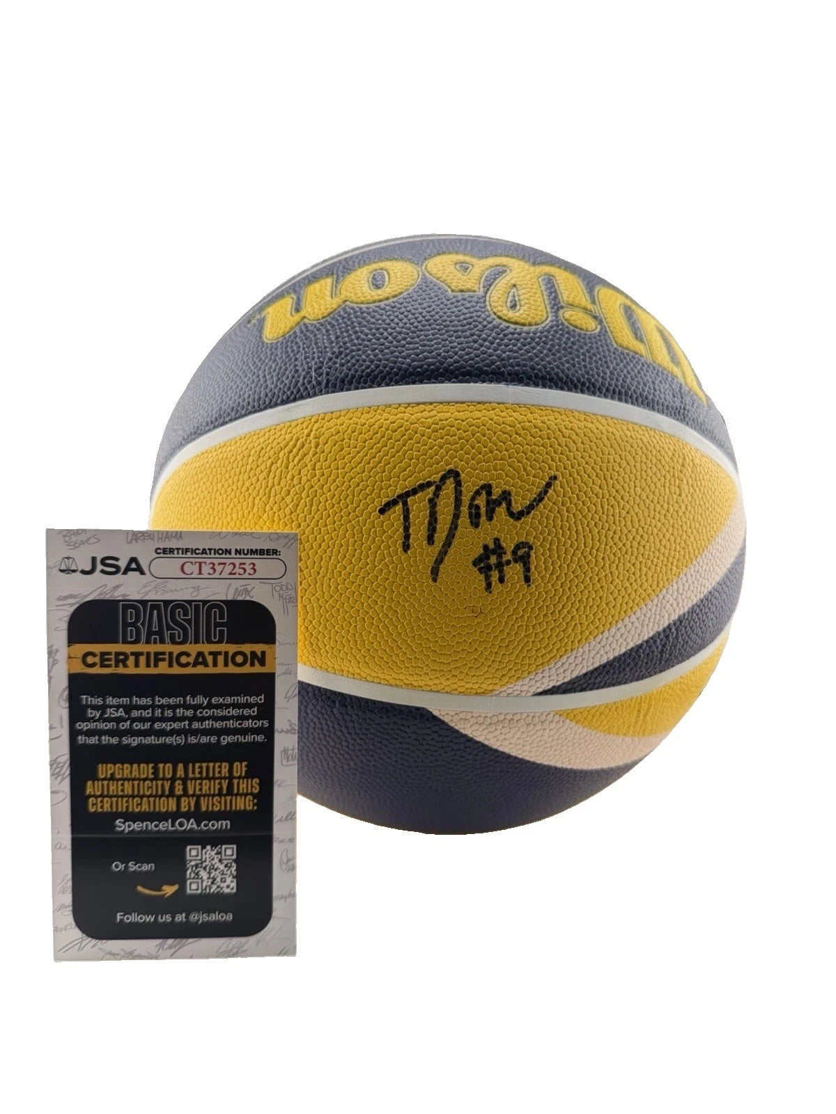 TJ McConnell Signed Blue And Yellow Basketball Indiana Pacers JSA 253