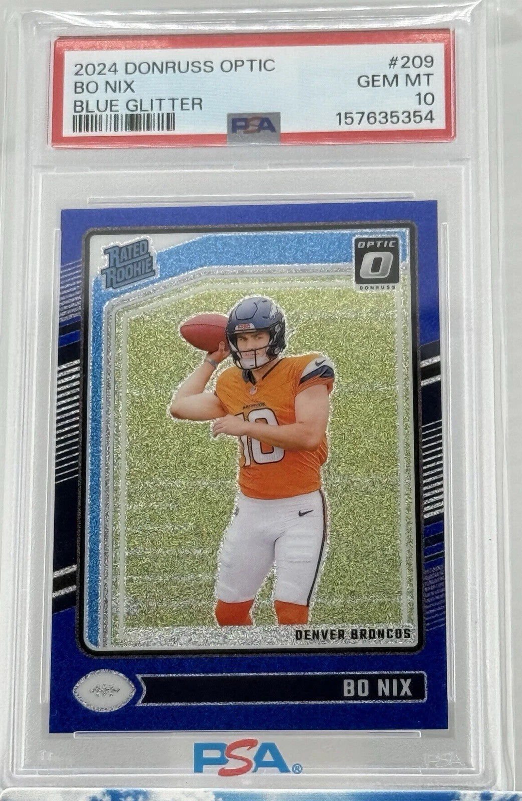 2024 PANINI DONRUSS OPTIC BO NIX BLUE GLITTER #209 RATED ROOKIE PSA 10