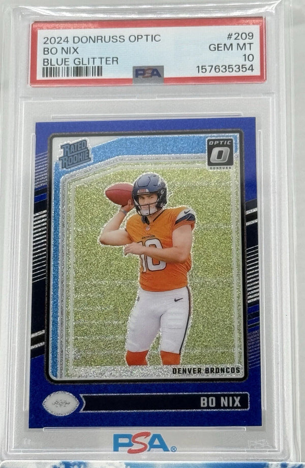 2024 PANINI DONRUSS OPTIC BO NIX BLUE GLITTER #209 RATED ROOKIE PSA 10