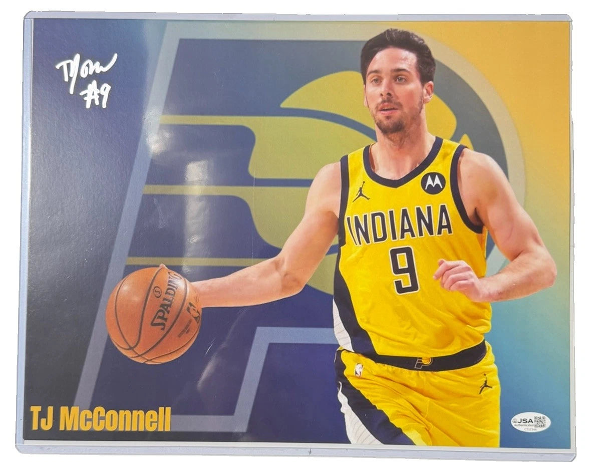 TJ McConnell Signed 11x14 Indiana Pacers Dribble Photo JSA