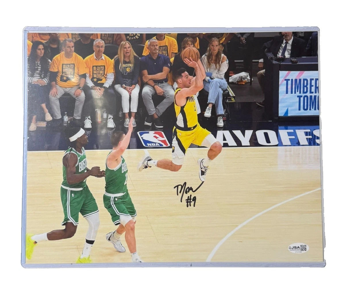 TJ McConnell Signed 11x14 Indiana Pacers Jump Shot Photo JSA