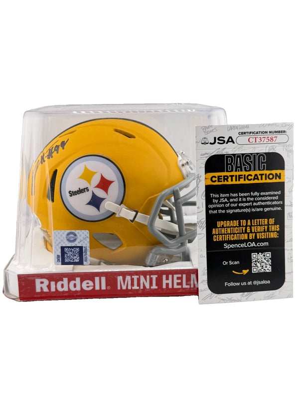Derrick Harmon Signed Yellow Pittsburgh Steelers Mini Helmet JSA 587