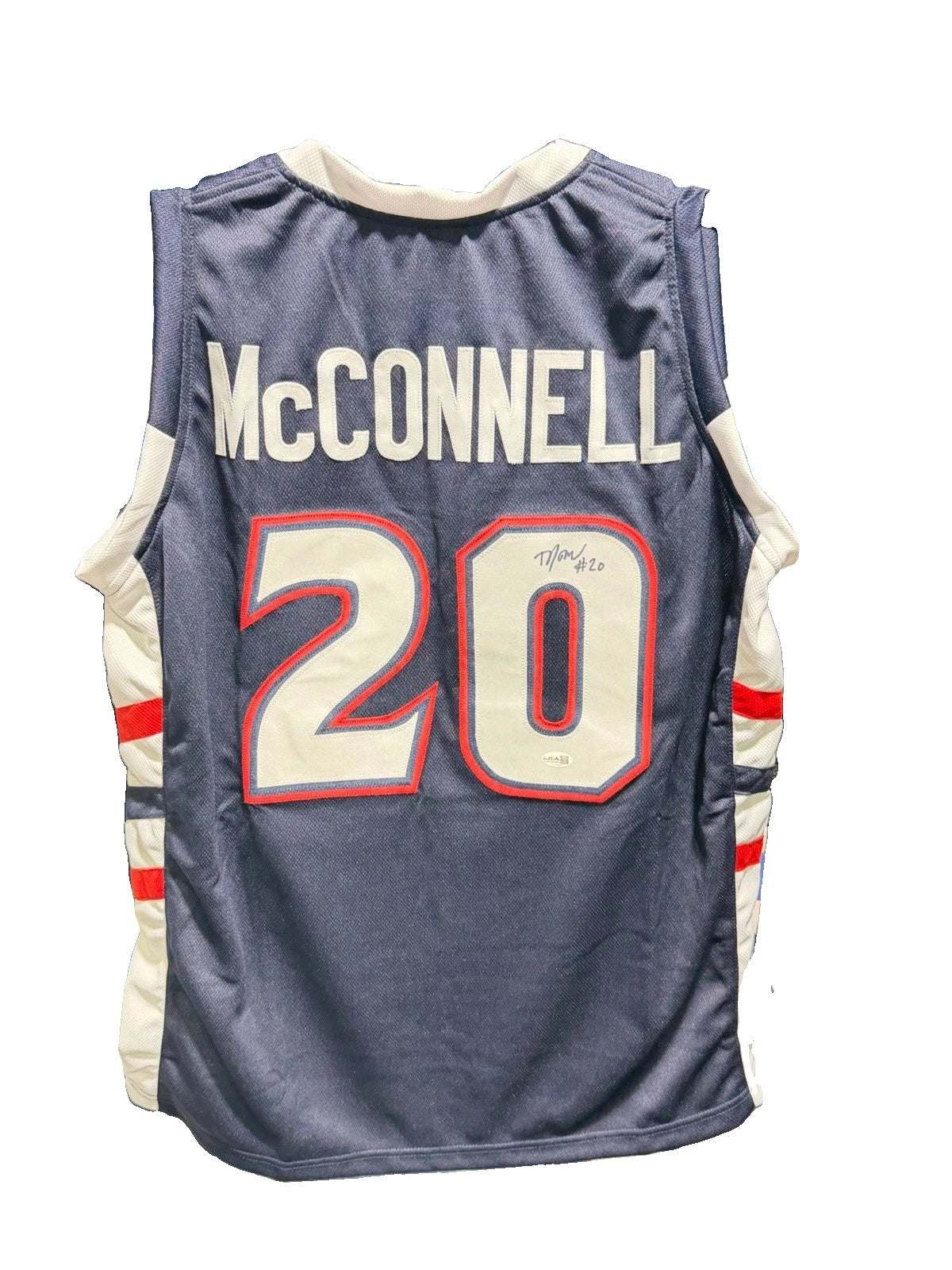TJ McConnell Signed Navy Duquesne Custom Jersey JSA Size XL