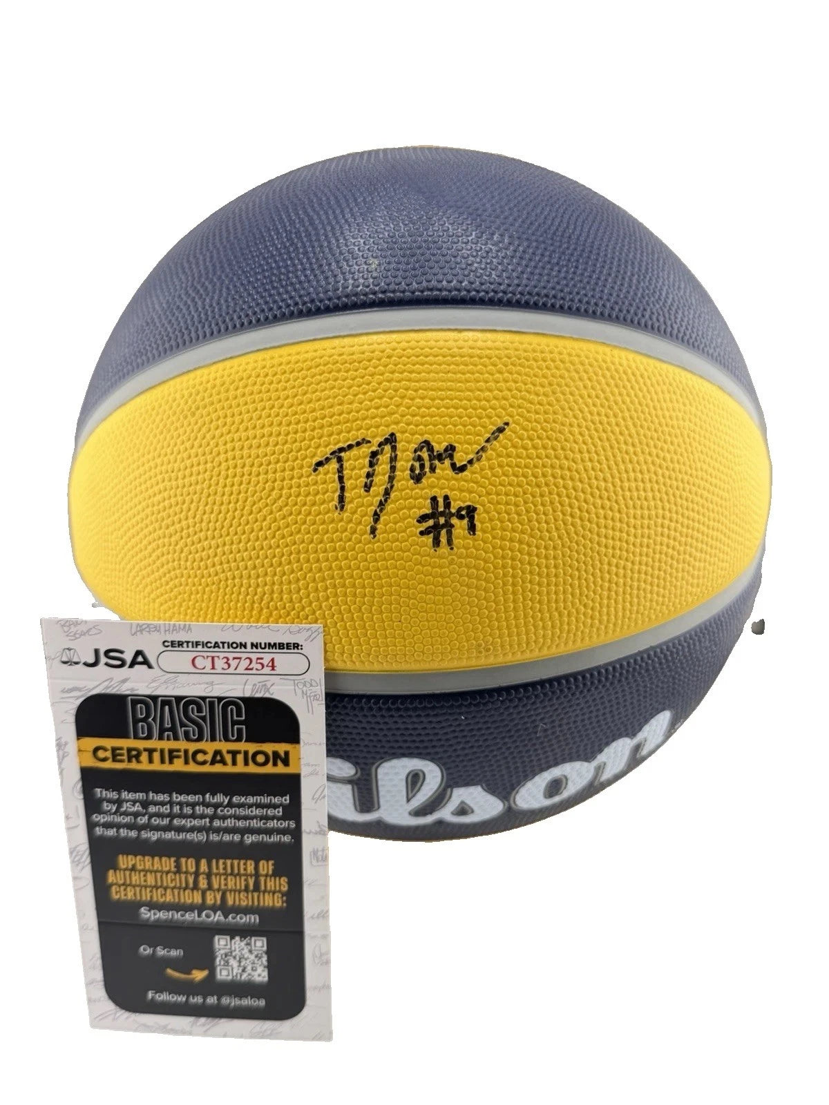 TJ McConnell Signed Blue And Yellow Basketball Indiana Pacers JSA 254